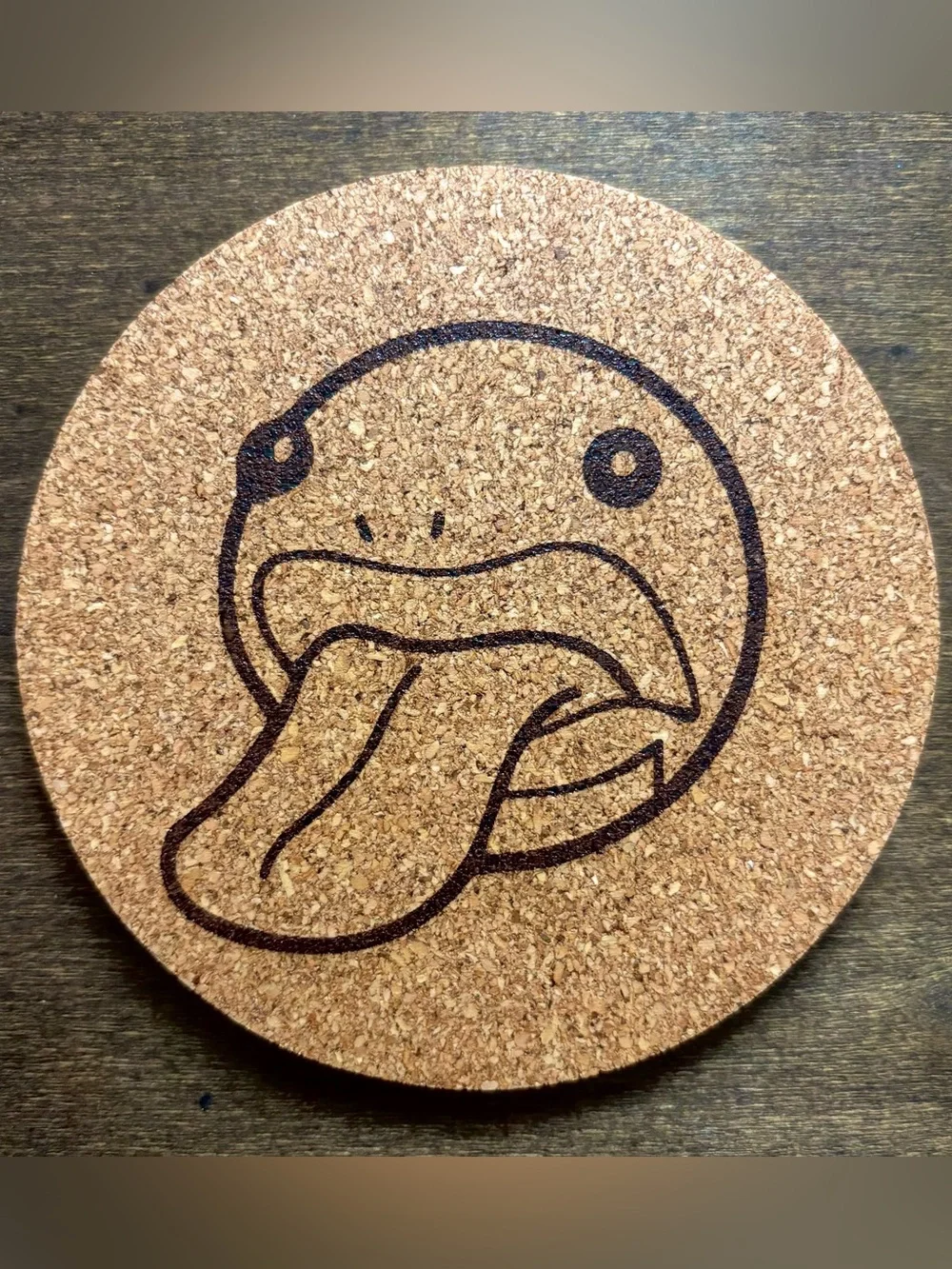 Pokemon Lickitung Face Laser Engraved Cork Coaster
